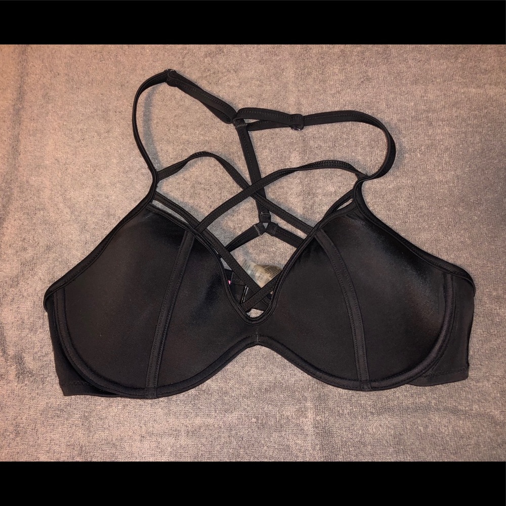 PINK black bikini top